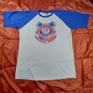 Vintage WYCD 99.5 Detroit Country Beach Bash Tour T-Shirt Mens Large Raglan Blue